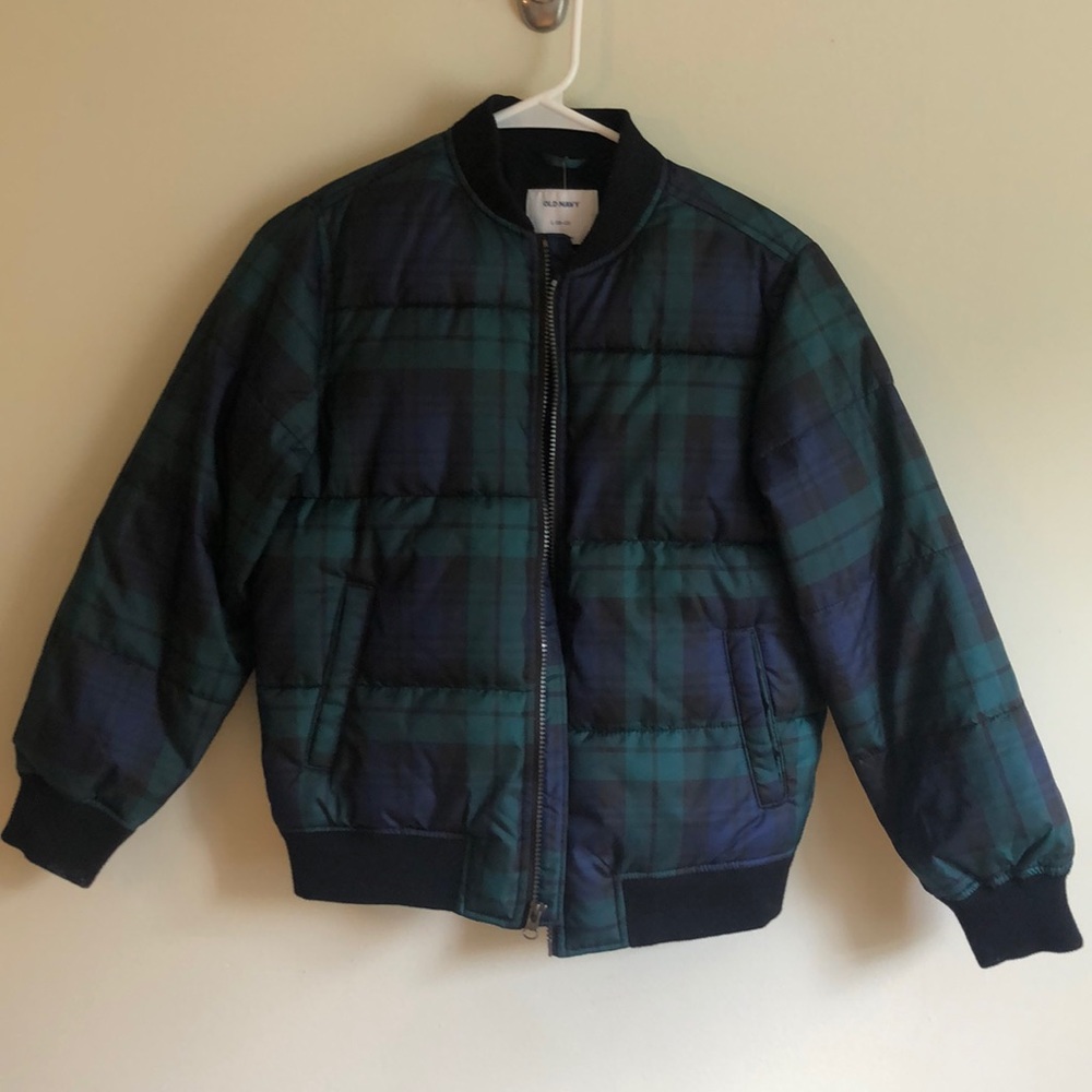 Old Navy Boys Large Plaid Bomber Jacket L NWT